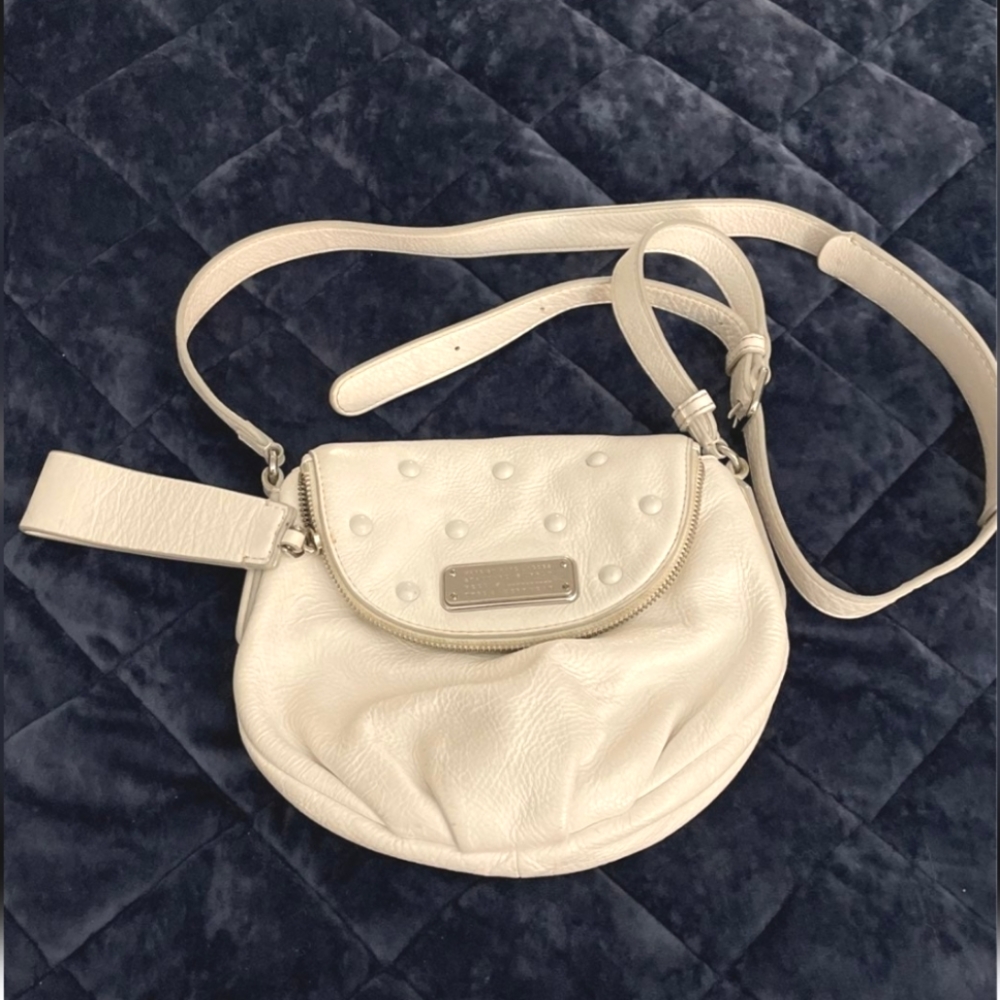 Marc Jacobs white studded leather crossbody bag